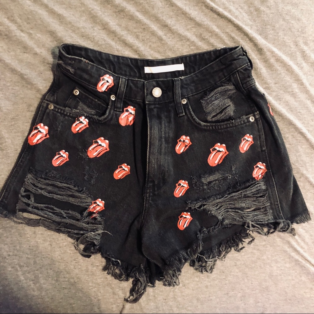 Rolling Stones distressed shorts